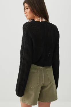 Knit Boxy Button Front Cardigan