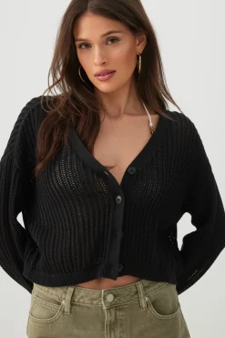 Knit Boxy Button Front Cardigan