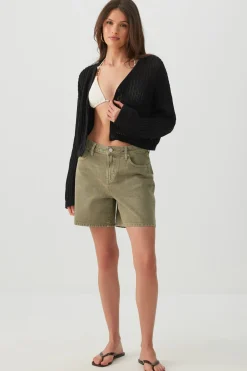 Knit Boxy Button Front Cardigan