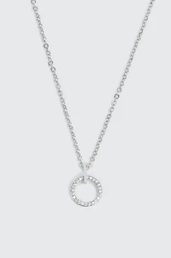 14K White Gold Plated Circle Necklace