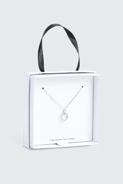 14K White Gold Plated Circle Necklace