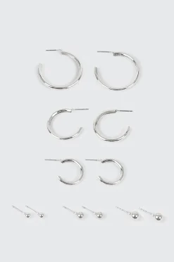 14K White Gold Plated Earrings Set