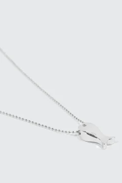 14K White Gold Plated Fish Necklace