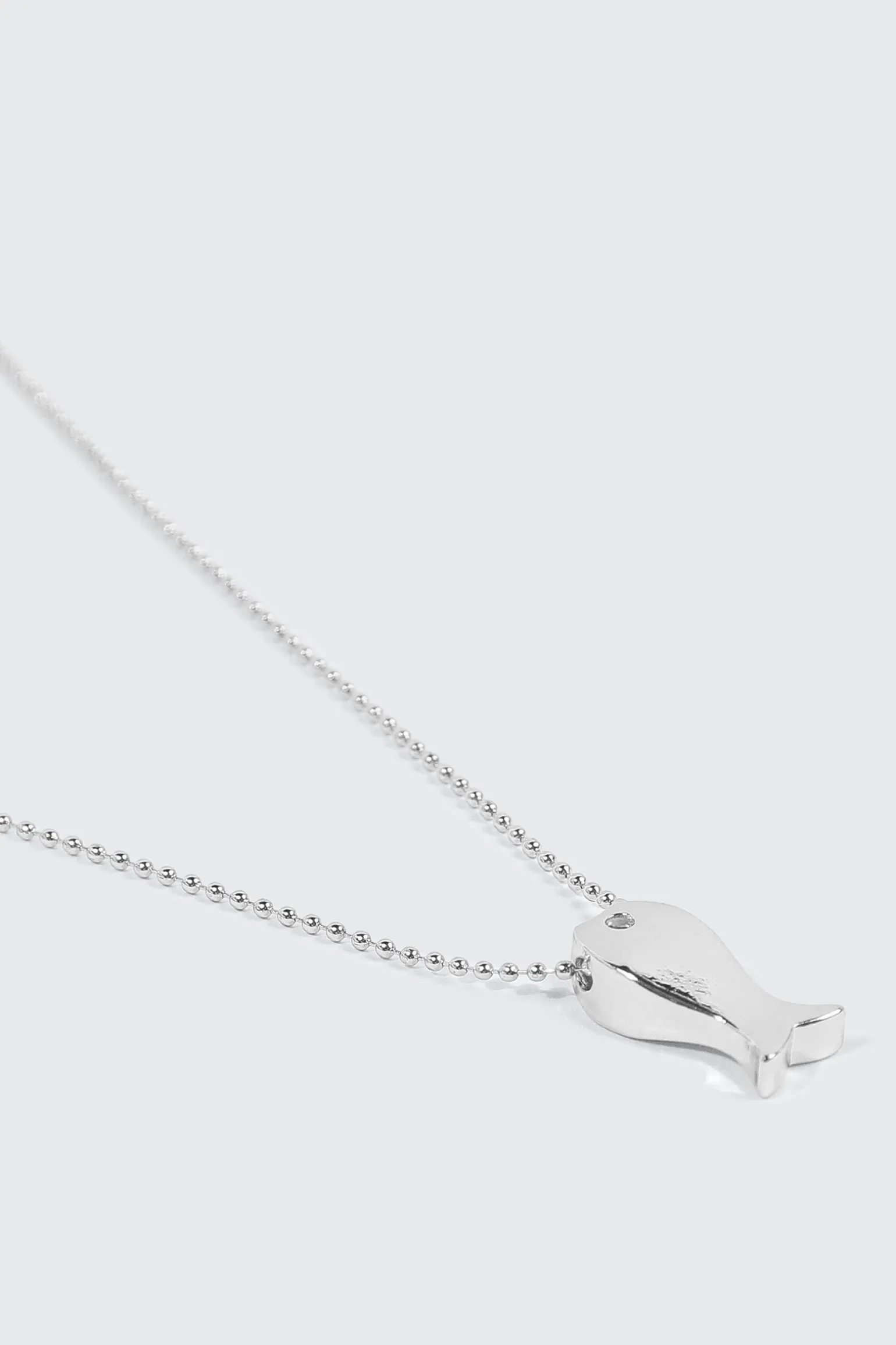 14K White Gold Plated Fish Necklace
