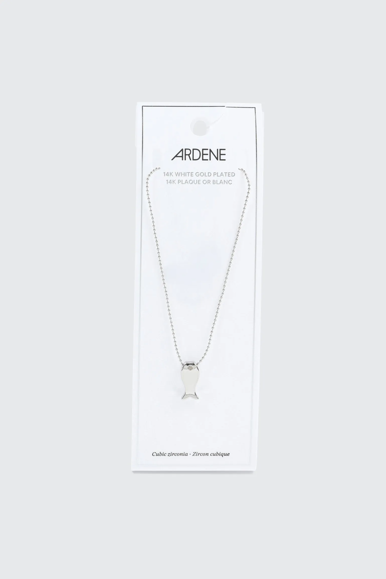 14K White Gold Plated Fish Necklace