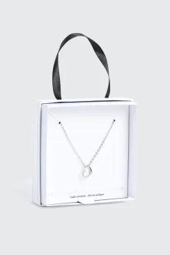 14K White Gold Plated Heart Necklace