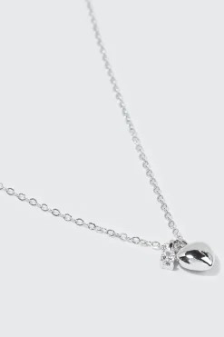 14K White Gold Plated Heart Necklace