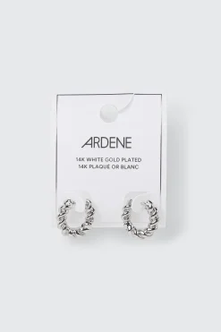 14K White Gold Plated Hoop Earrings