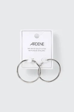 14K White Gold Plated Hoop Earrings