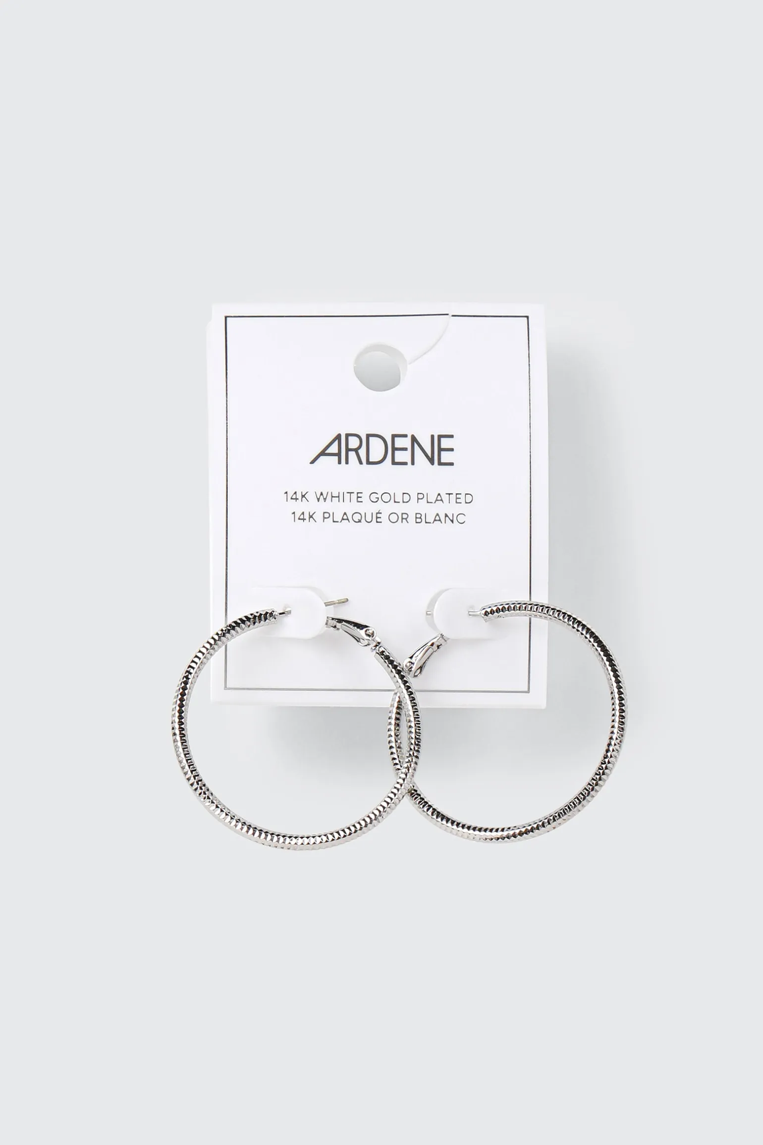 14K White Gold Plated Hoop Earrings