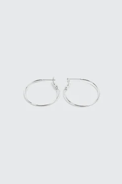 14K White Gold Plated Hoop Earrings