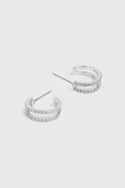 14K White Gold Plated Hoop Earrings
