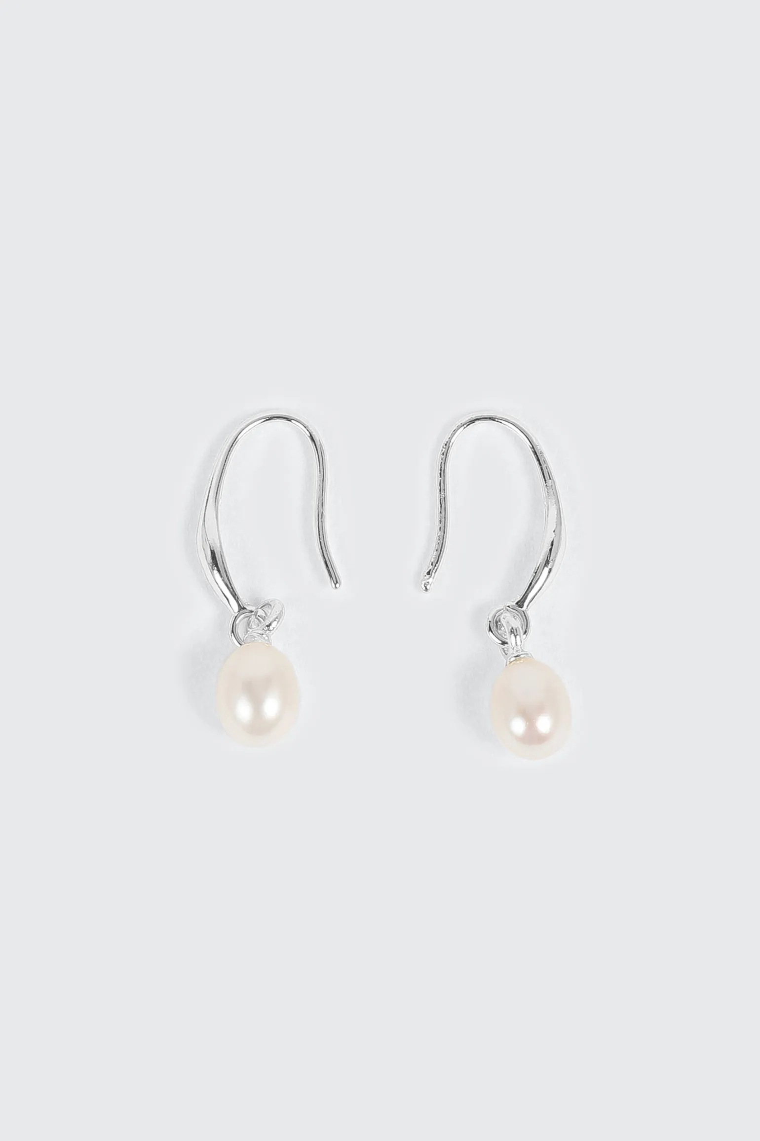 14K White Gold Plated Pearl Drop Earrings