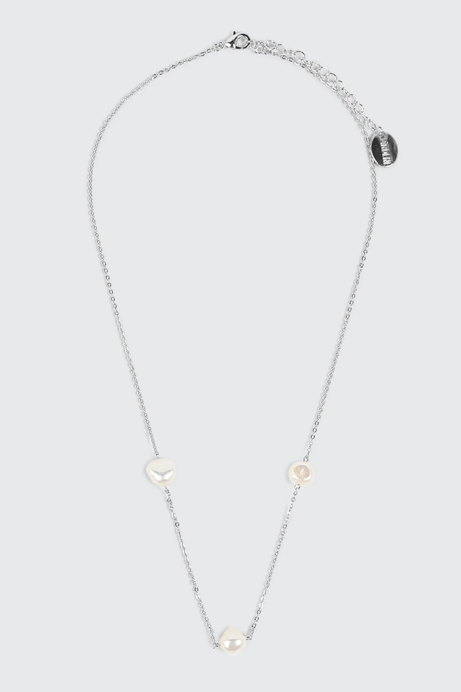 14K White Gold Plated Pearl Necklace
