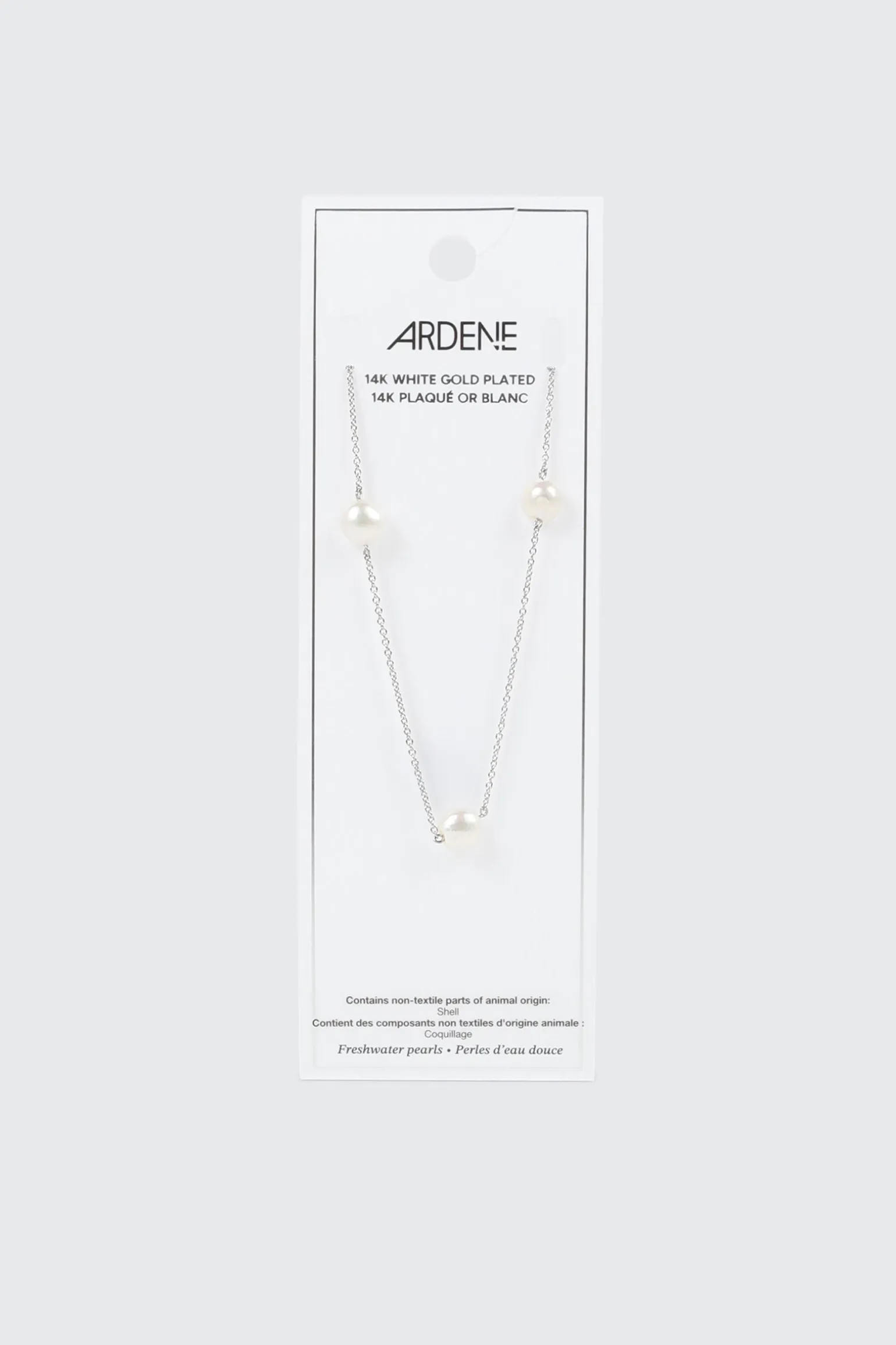 14K White Gold Plated Pearl Necklace