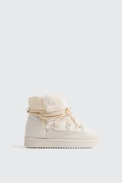 Laced Faux Sheepskin Boots