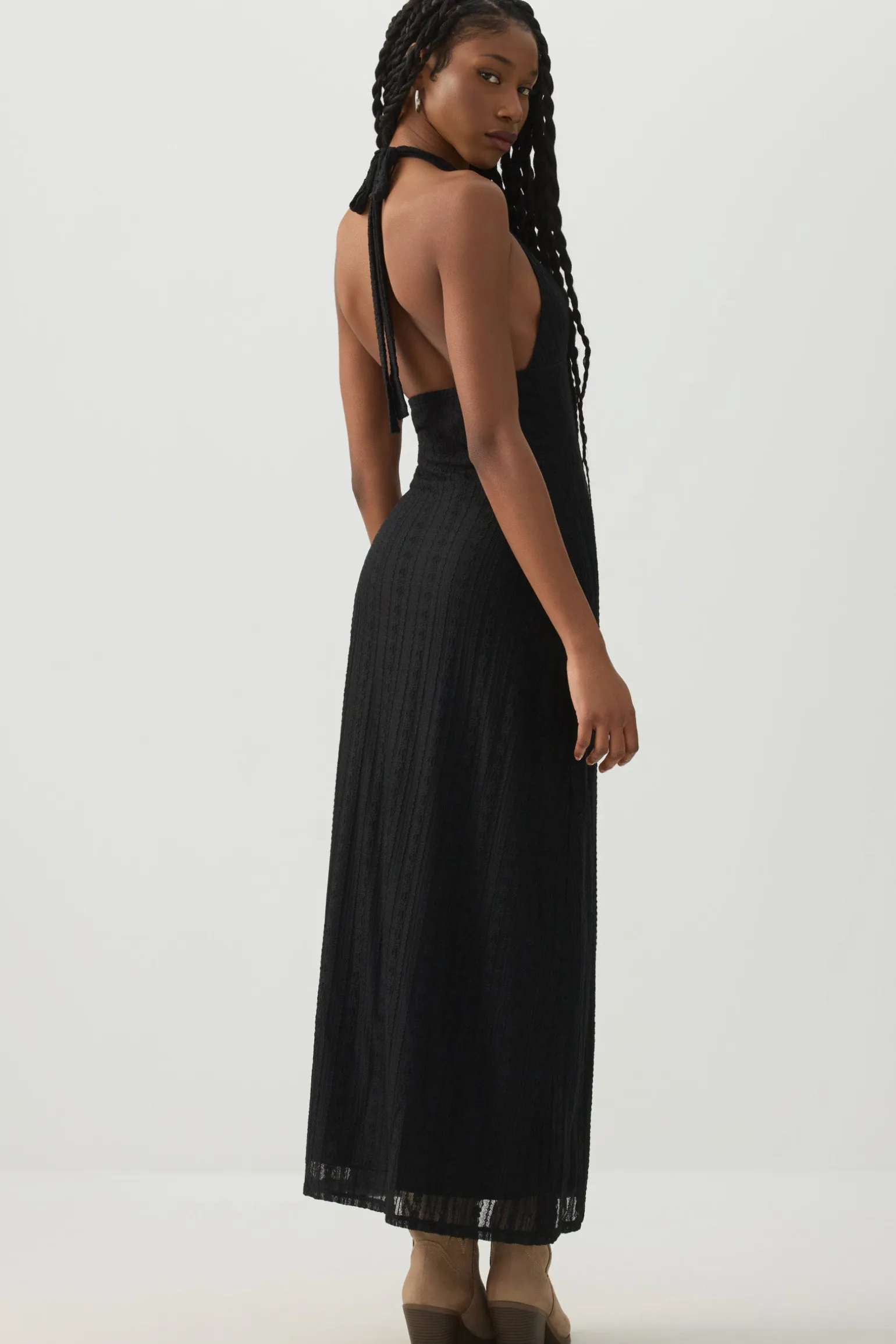 Lace Halter Maxi Dress