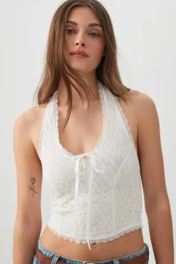 Lace Halter Tank Top