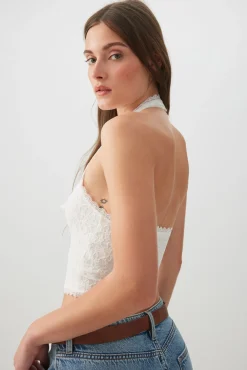 Lace Halter Top with Bow