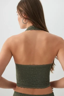 Lace Halter Top with Bow