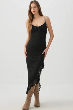 Lace Maxi Dress with High Slit