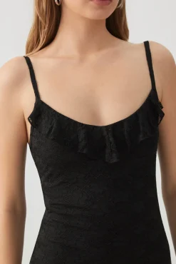 Lace Maxi Dress with High Slit