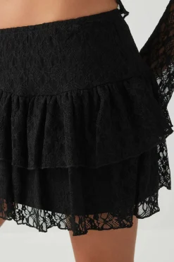 Lace Tiered Micro Skirt