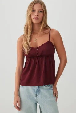 Lace Trim Babydoll Tank Top
