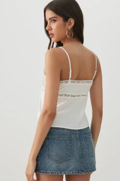 Lace Trim Cropped Tank Top