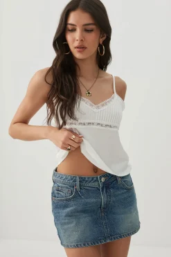 Lace Trim Cropped Tank Top