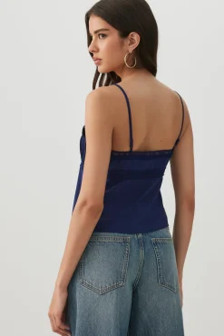 Lace Trim Cropped Tank Top