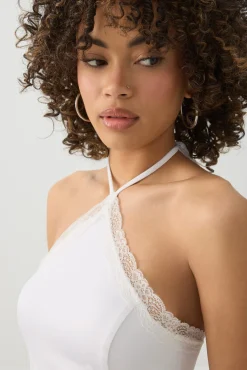 Lace Trim Halter Tank Top