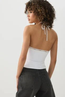 Lace Trim Halter Tank Top
