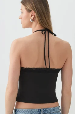 Lace Trim Halter Tank Top