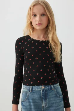 Lace Trim Long Sleeve T-Shirt