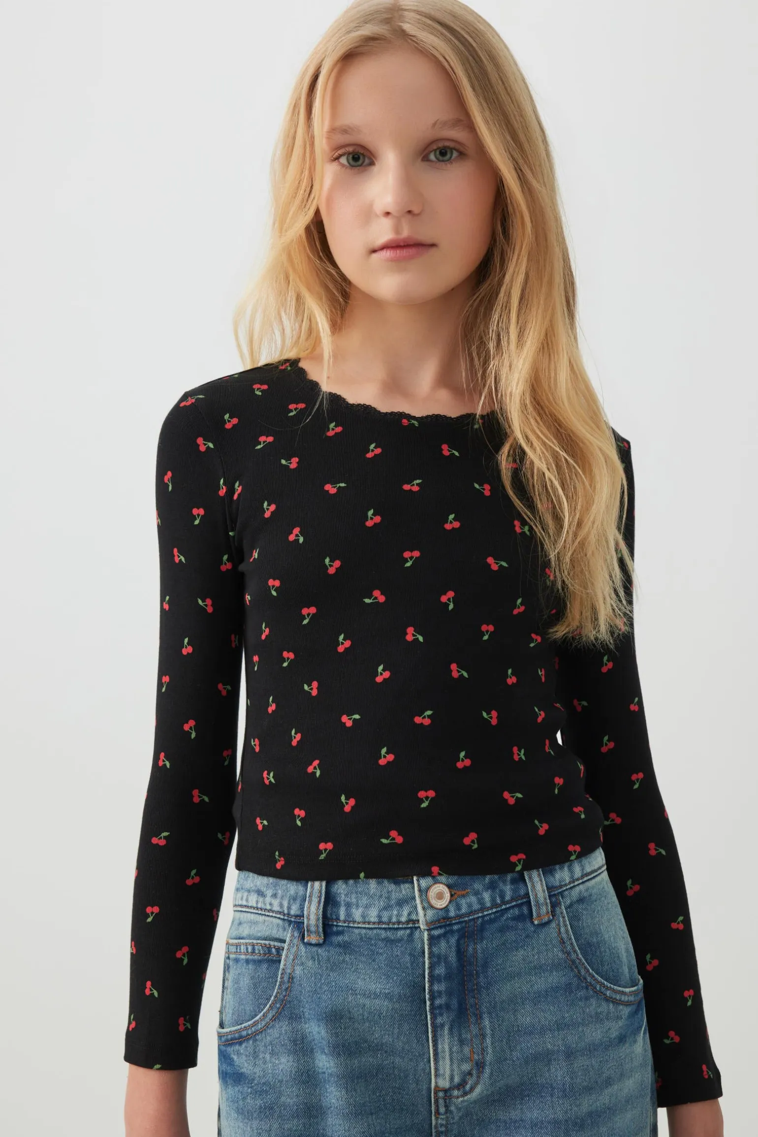 Lace Trim Long Sleeve T-Shirt