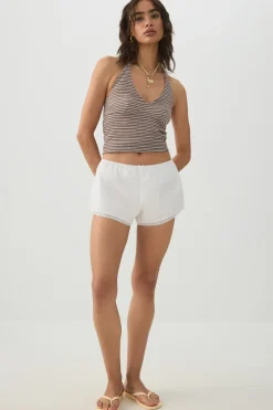 Lace Trim Poplin Boxer Shorts