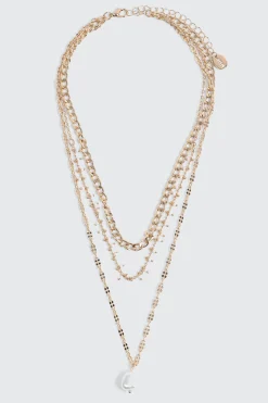 Layered Chain Necklace with Pearl