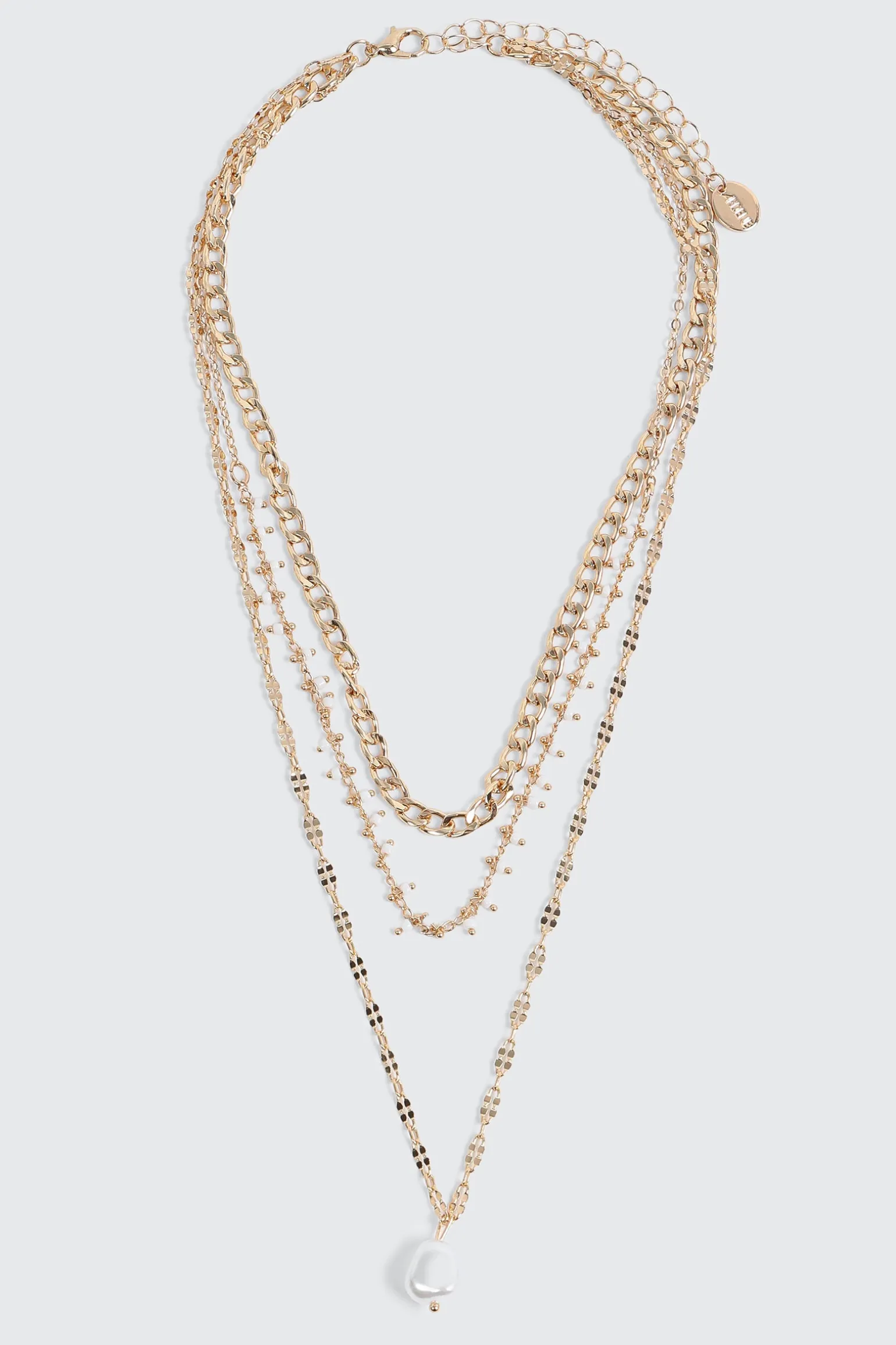 Layered Chain Necklace with Pearl