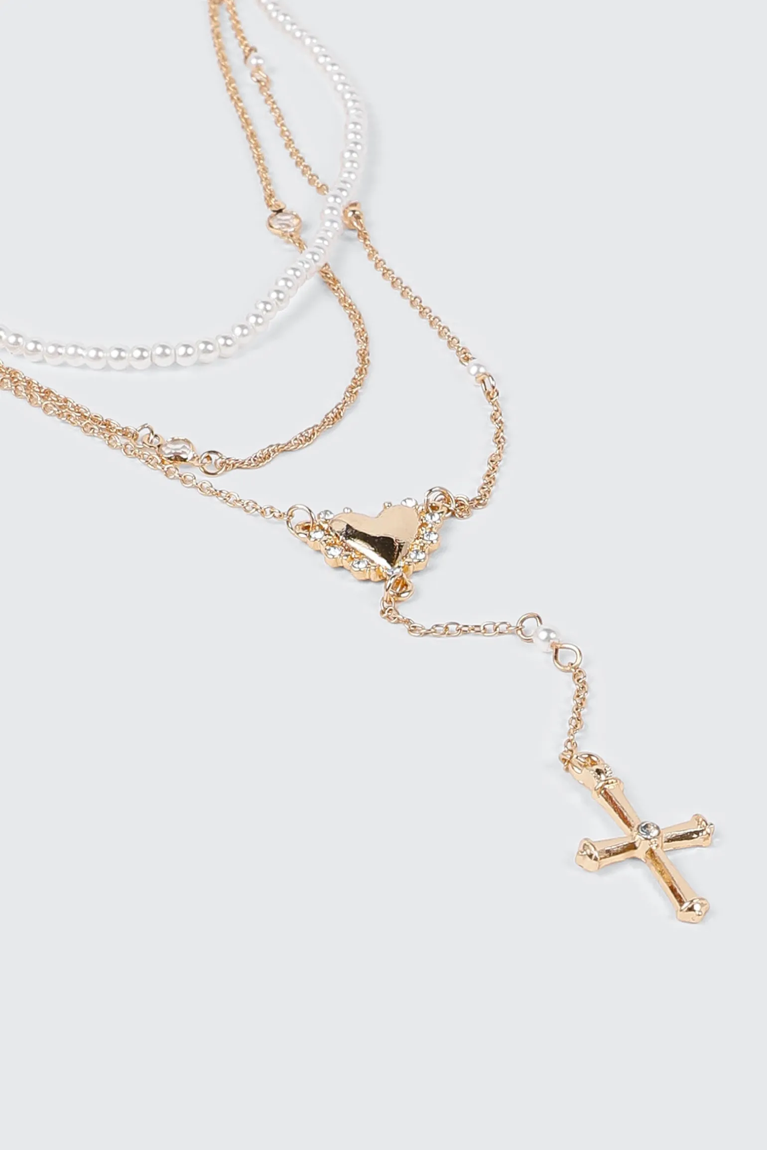 Layered Pearl Charm Necklace