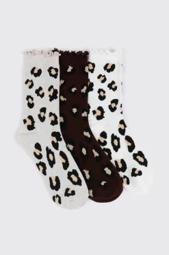 Leopard Print Crew Socks