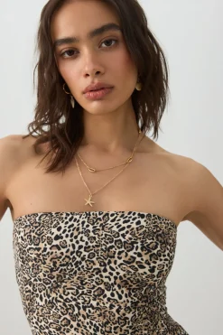 Leopard Tube Top Maxi Dress