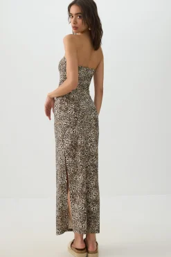 Leopard Tube Top Maxi Dress