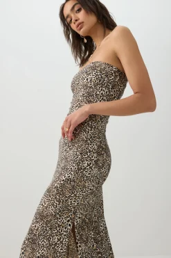 Leopard Tube Top Maxi Dress