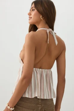 Linen Blend Halter Tank Top