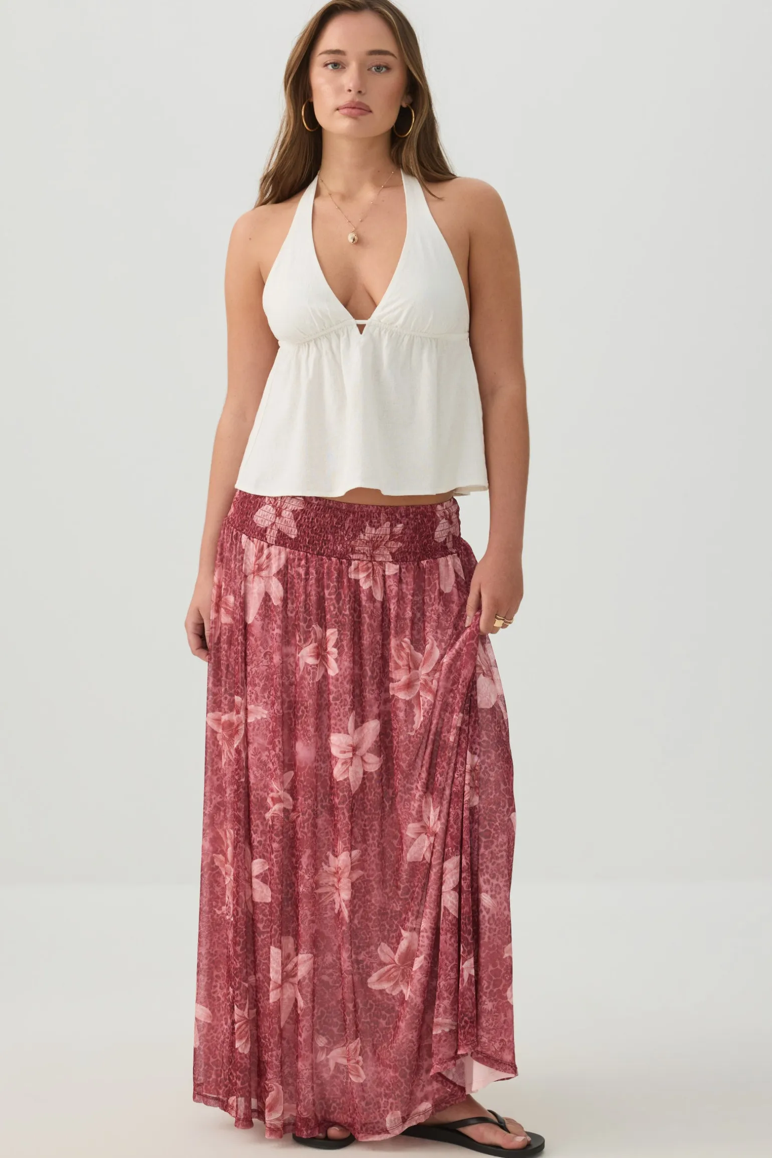 Linen Blend Halter Tank Top