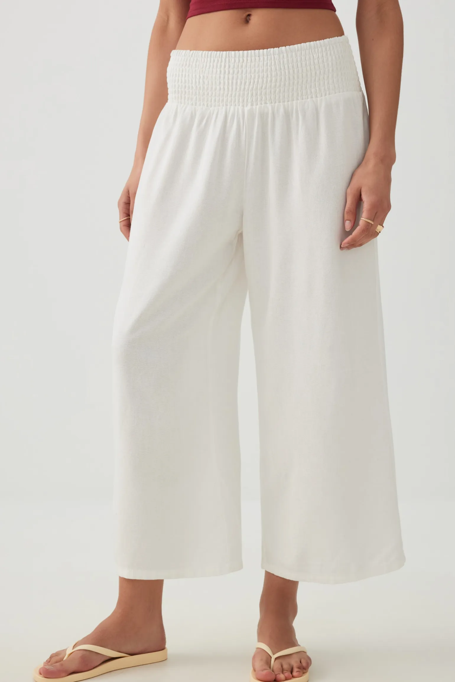 Linen Blend High Waist Culottes