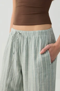 Linen Blend Mid Rise Pants