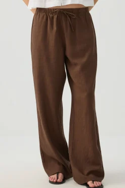 Linen Blend Mid Rise Pants