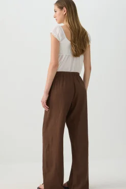 Linen Blend Mid Rise Pants